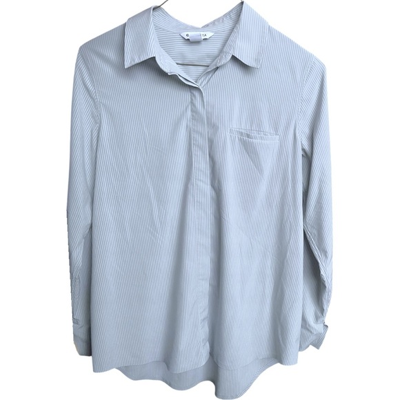 Athleta Urbanite Sleek Button Down Shirt Medium - Picture 2 of 7